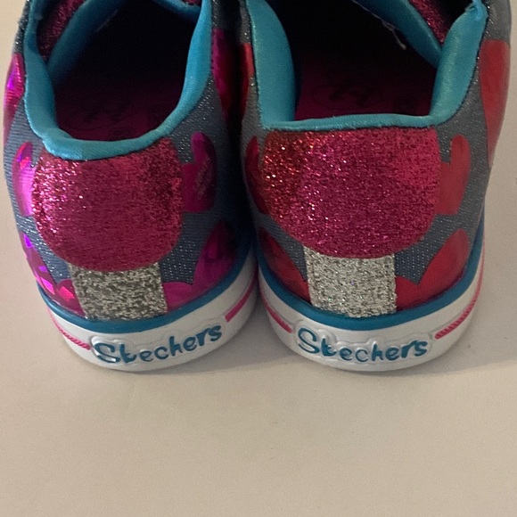 Skechers Kids' Sparkle Sneakers - Pink, Silver, Blue - Picture 3 of 5